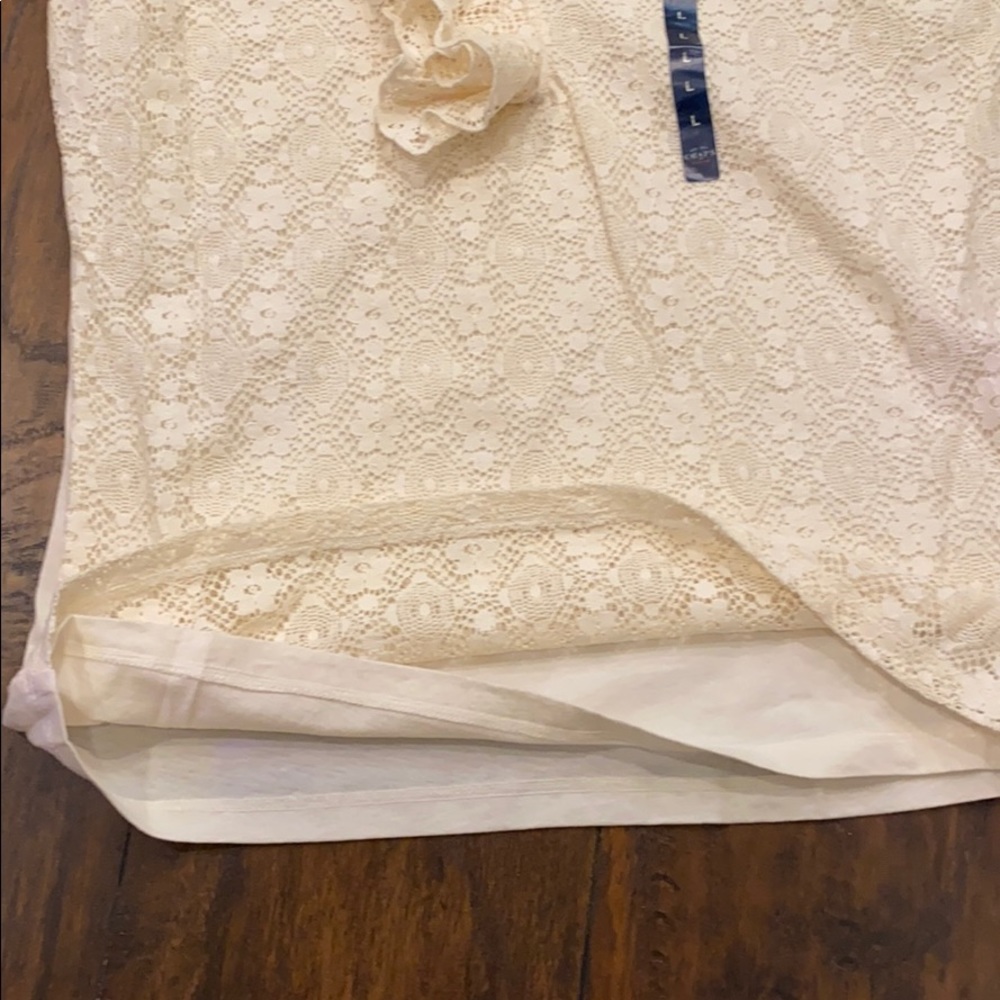 CHAPS Denim Lace Front Ruffle Sleeveless Top - Picture 5 of 6